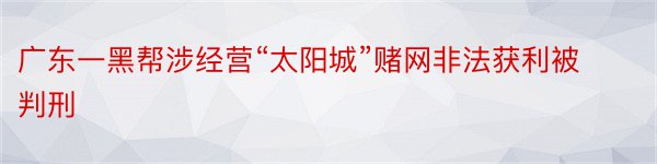 广东一黑帮涉经营“太阳城”赌网非法获利被判刑