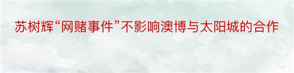 苏树辉“网赌事件”不影响澳博与太阳城的合作