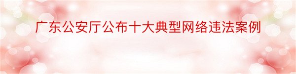广东公安厅公布十大典型网络违法案例